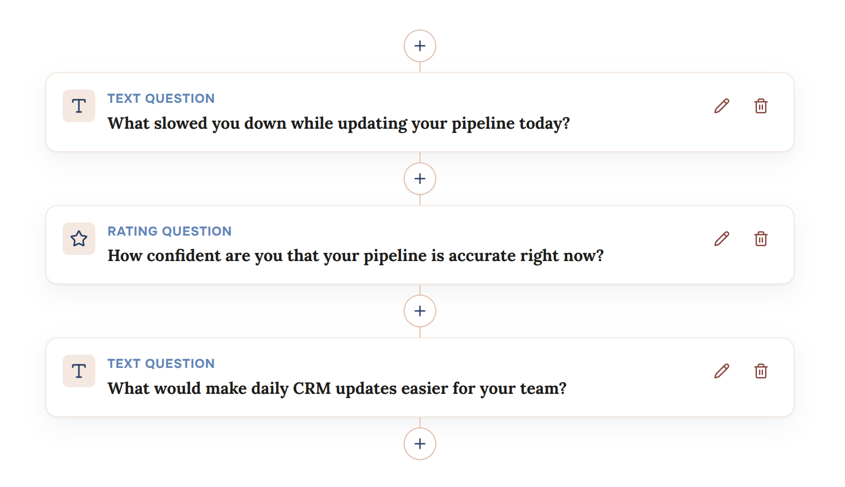 The multi-step form builder interface