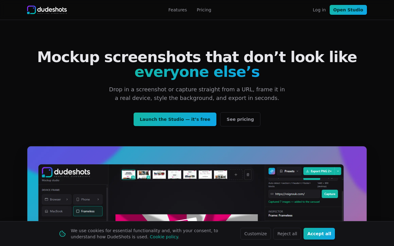 DudeShots desktop screenshot