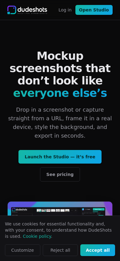 DudeShots mobile screenshot