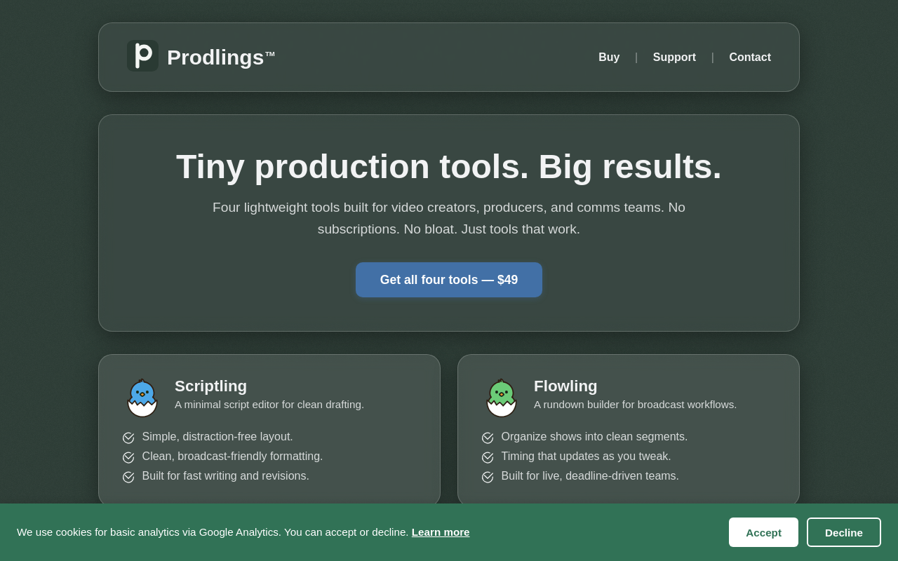 Prodlings desktop screenshot
